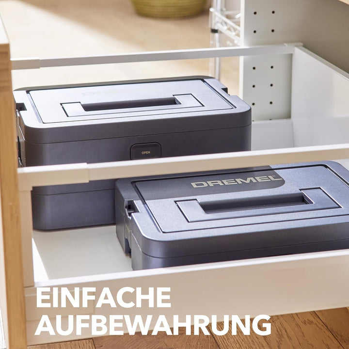 Dremel Box zur Werkzeugaufbewahrung mit 6 Trennwänden und Zubehörhalter, individuell anpassbarer Org
