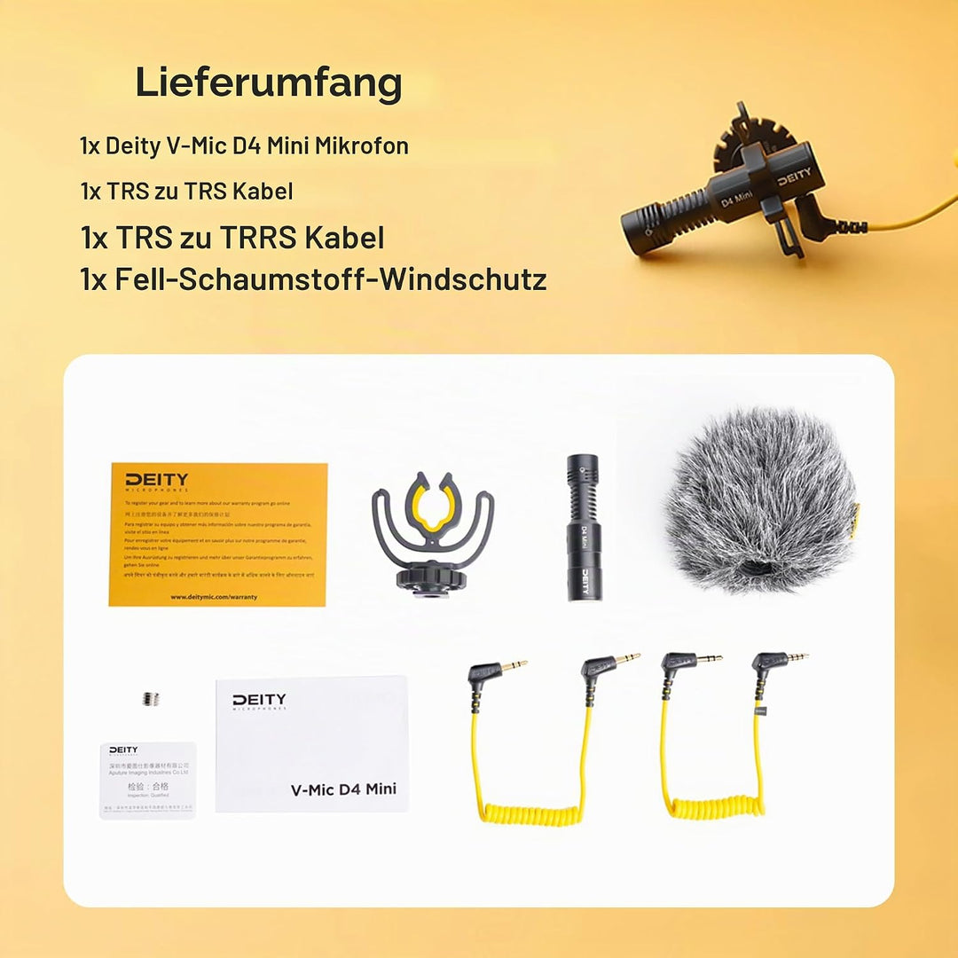 Deity V-Mic D4 Mini Microphone On-Camera Microphone Head Mic TRS 3.5MM for Vlog Video Studio DSLR Ca