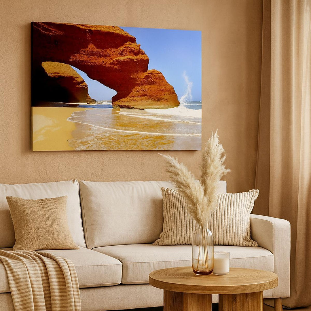 Bilder auf Leinwand Felsen Sandstein Ozean Natur Leinwandbild 70x50cm Wandbilder Dekoration Wohnzimm