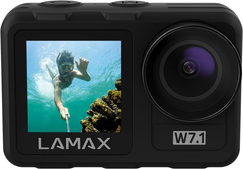 Lamax W7.1 REAL 4K 30fps Action Cam mit Stabilisierung, Unterwasserkamera, Camcorder mit Dual Displa