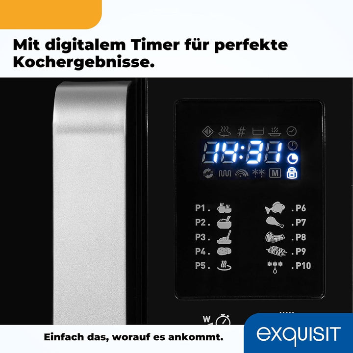 Exquisit Mikrowelle MW 8925-7 Hsw | 25 Liter Garraum | 900 Watt | 1950 W Grill | 1950 W Heissluft |