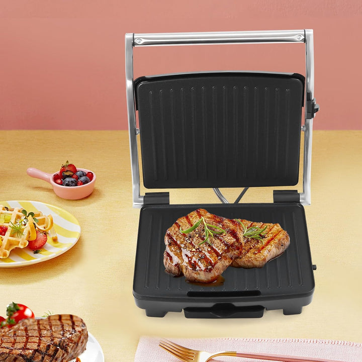 Kontaktgrill, 2000W Elektrogrill, 100-250 ℃ Einstellbare Temperatur, Antihaftbeschichtete Backblech,