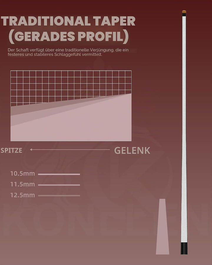 KONLLEN Billardqueue-Stick aus Karbonfaser, niedrige Ablenkung, handgefertigt, Inlay, ultraglatt, pr