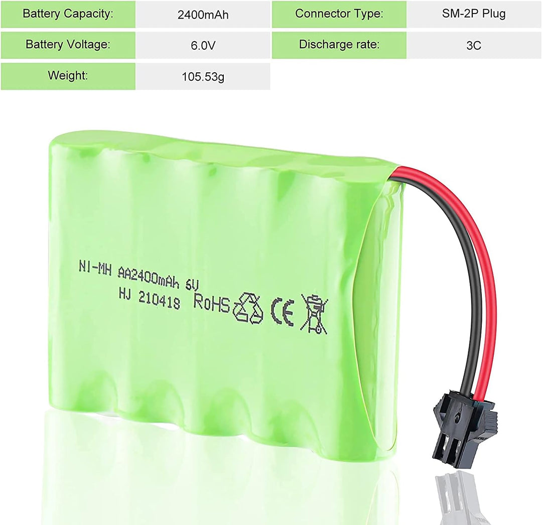 YUNIQUE DEUTSCHLAND 1 Piece NI-Mh 6V 2400mah AA wiederaufladbare Batterie akku sm 2p stecker für Spi