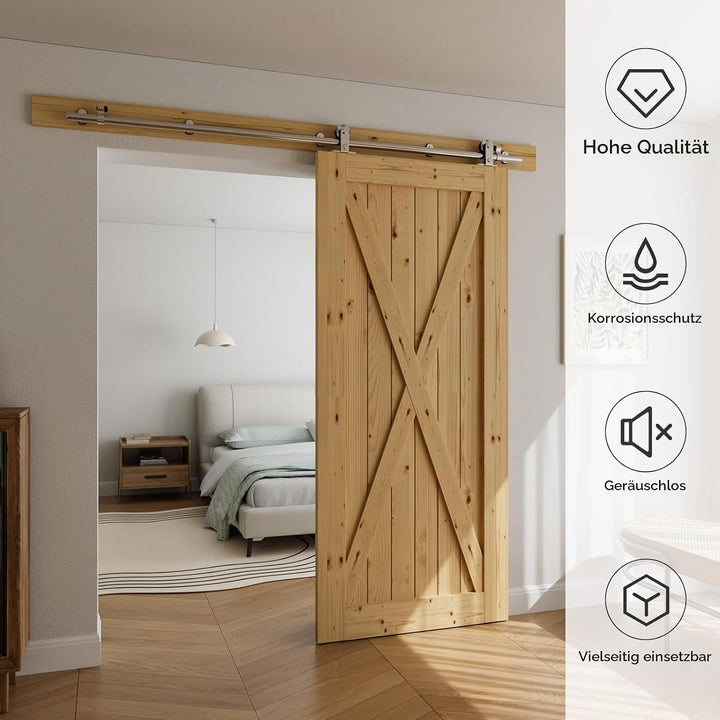 Schiebetürbeschlag Edelstahl 183cm Schiebetüren Schiebetürsystem Komplettset Laufschiene Rollen Set