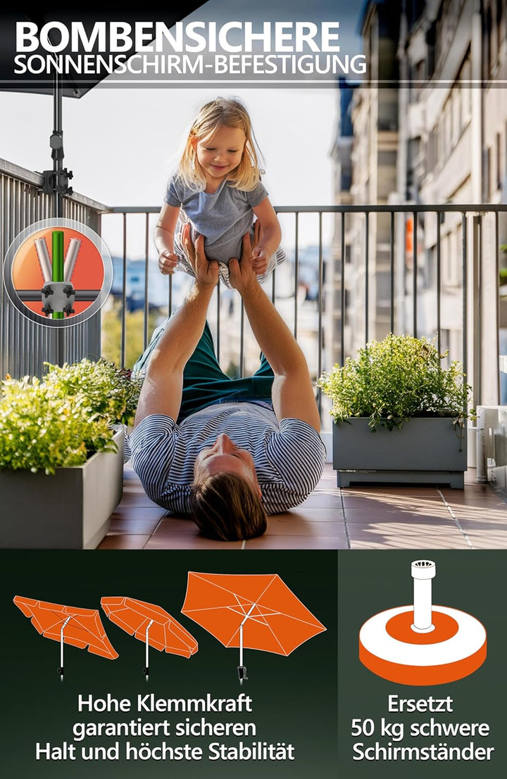 4smile Sonnenschirmhalter Balkongeländer SunnyGuy - Schirmhalterung Balkongeländer als Sonnenschirms
