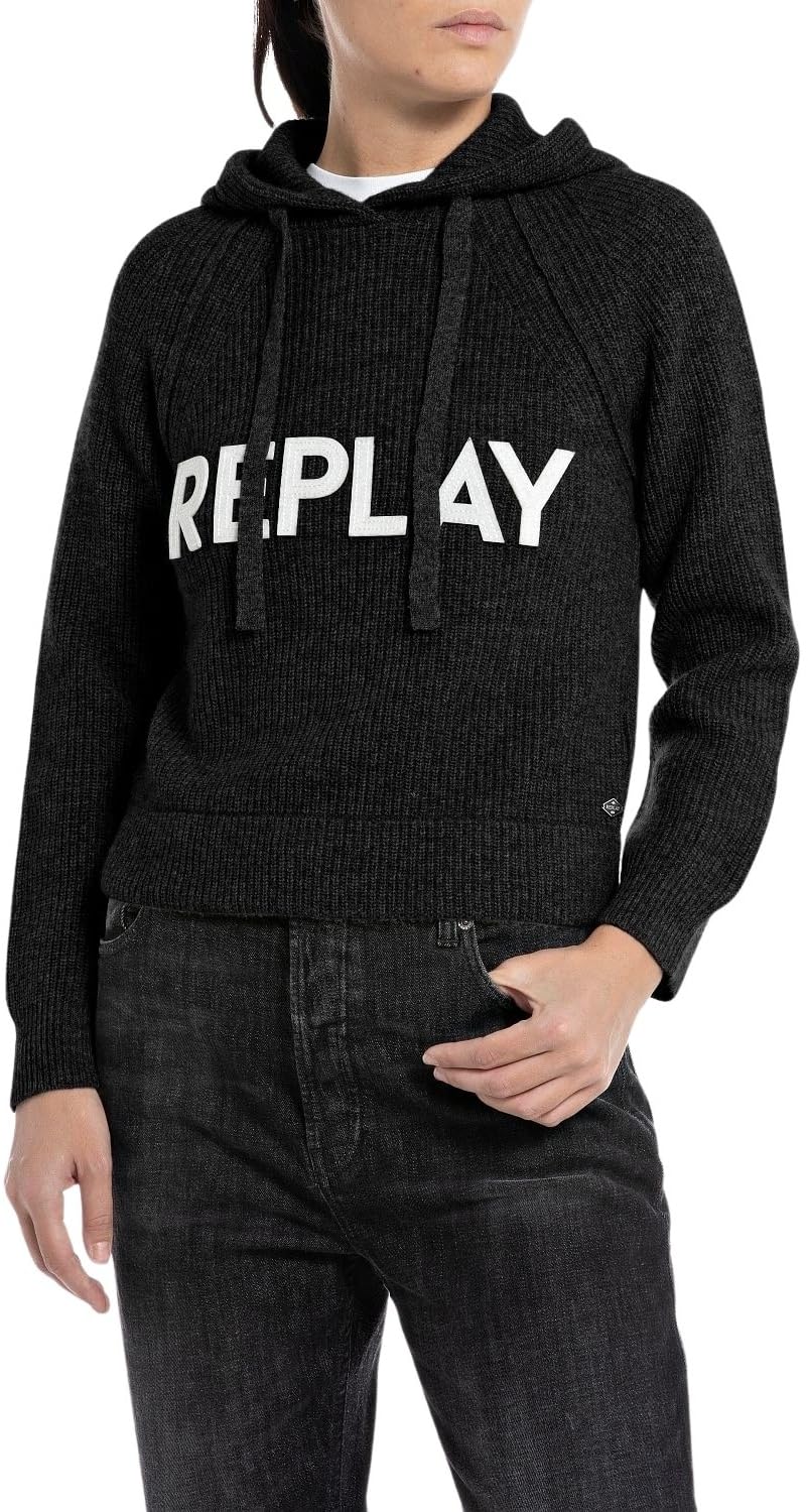 Replay Damen Hoodie mit Kapuze XXS Black 098, XXS Black 098