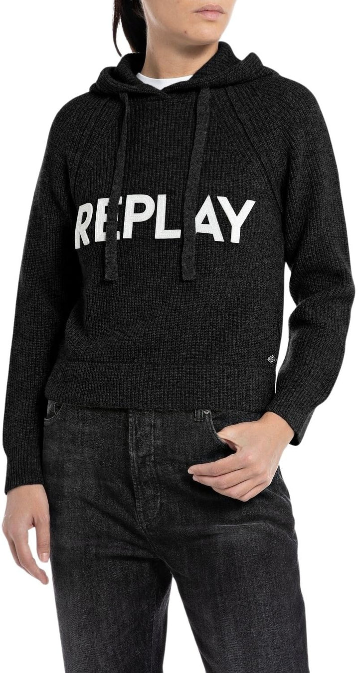Replay Damen Hoodie mit Kapuze XXS Black 098, XXS Black 098