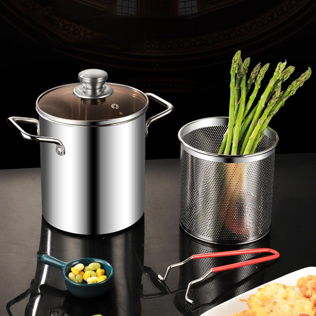 Spargeltopf Nudeltopf aus Edelstahl, 3 L Hoher Kochtopf, Siebeinsatz mit Griff, Asparagus Pot, Pasta