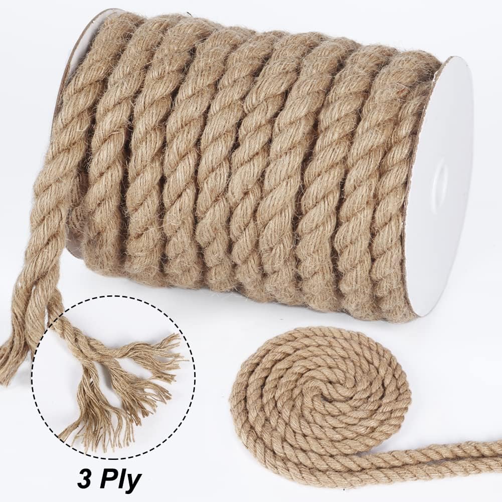 Vivifying Hanfseil, 10m 14mm Juteseil, Schwere Seil für Handwerk,Floristik, DIY, Dekoration, Bündel,