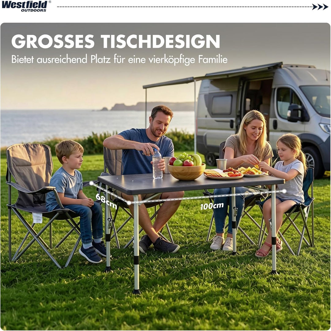 Westfield Outdoors Superb Campingtisch Klappbar Höhenverstellbar Klapptisch für 4-8 Personen, Stabil