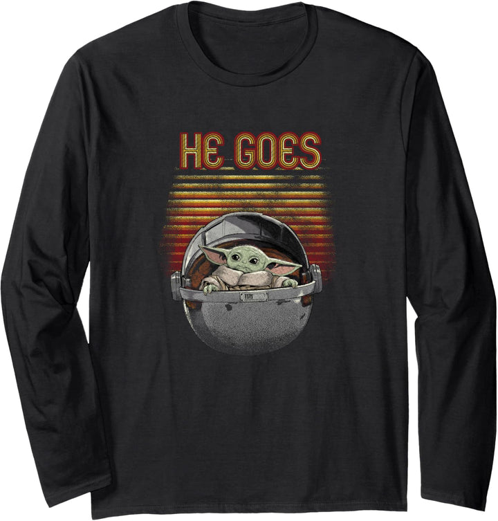 Star Wars: The Mandalorian Grogu He Goes In Pod Gradient Langarmshirt