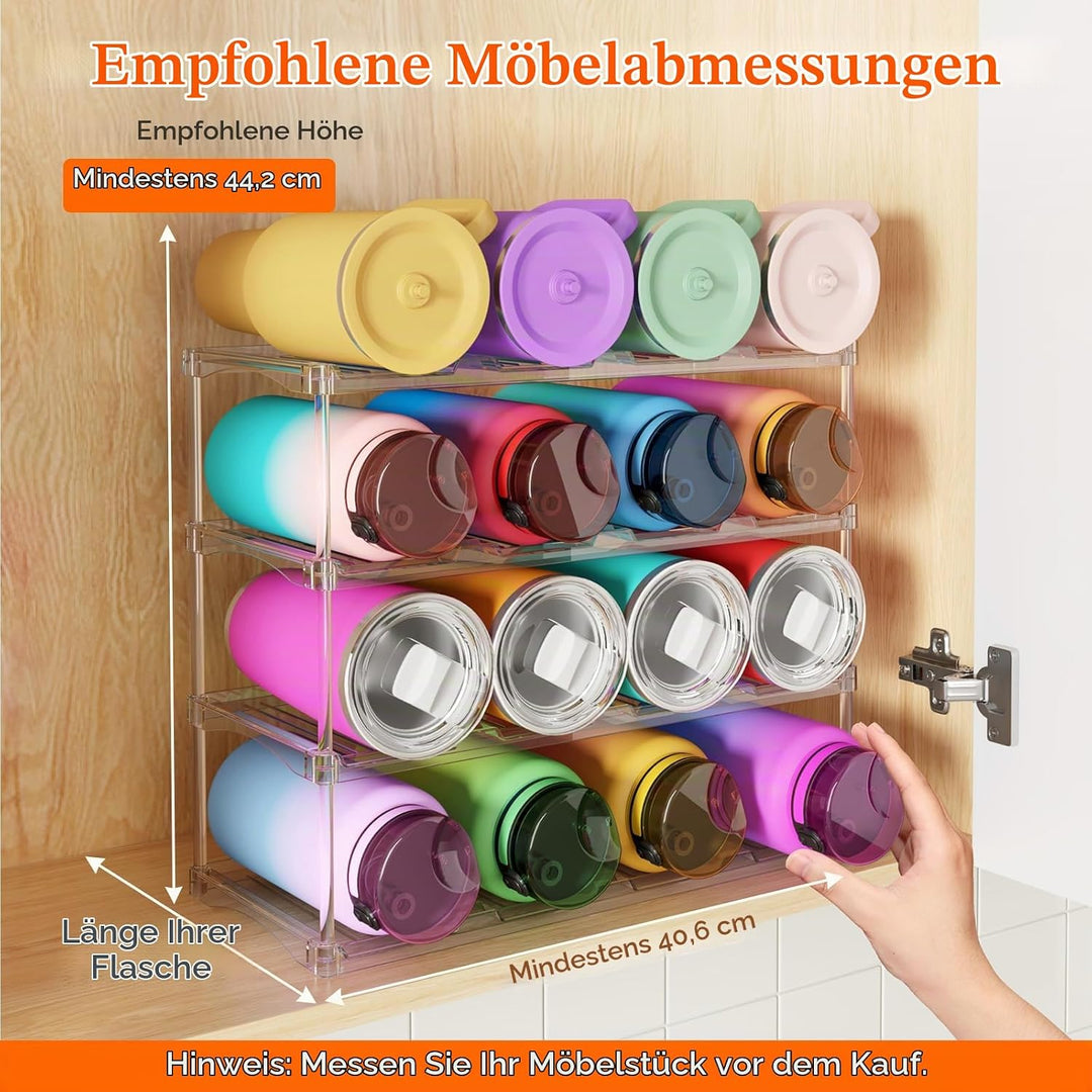 Lifewit Stapelbarer Flaschenorganizer aus Kunststoff für Zuhause, Tumbler- und Becherhalter, Transpa