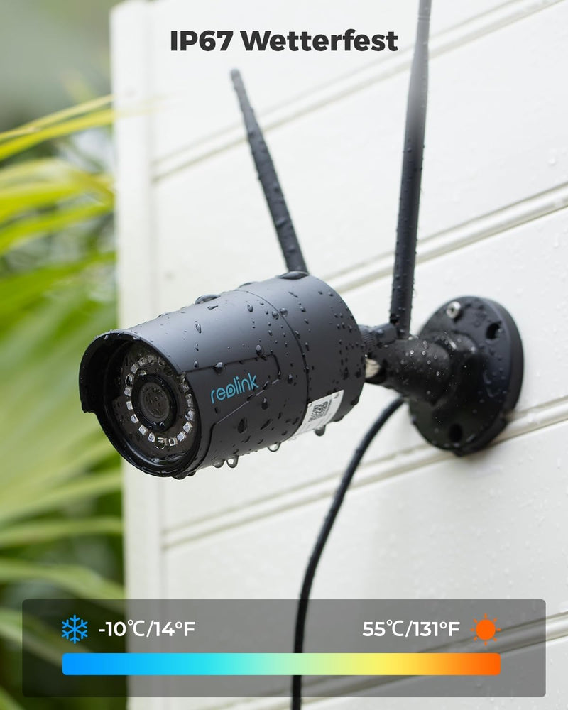 Reolink 2K+ Kabelgebundene Überwachungskamera Aussen, 2,4/5 GHz WLAN-Kamera Outdoor, IP66 Wetterfest