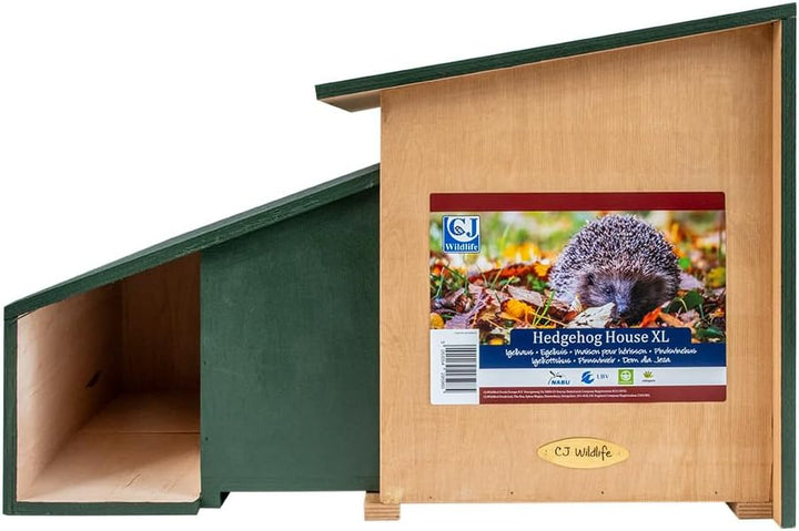 CJ Wildlife Igelhaus Winterfest – Igelfutterhaus aus FSC-Holz Grün – wetterfestes Igel Futterhaus mi