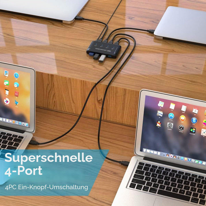 cablecc KVM USB 3.0 Switch Selector 4 Port PCs Sharing 4 Geräte für Tastatur Maus Scanner Drucker, B