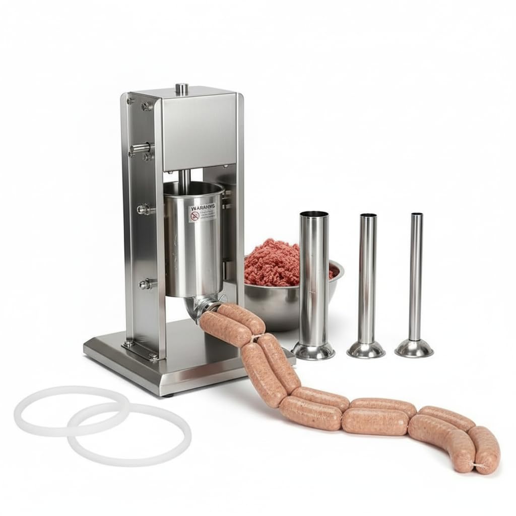 Melko Wurstfüllmaschine 3l Wurstmaschine Wurstfüller Wurstpresse Edelstahl Wurstspritze inkl. 4 Füll