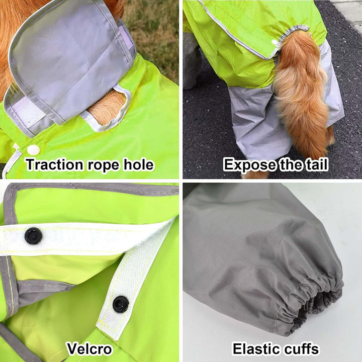 Regenmantel für Hunde,Hunderegenmantel,Wasserdichter Hundemantel mit Kapuze,Leichte Regenjacke Hund