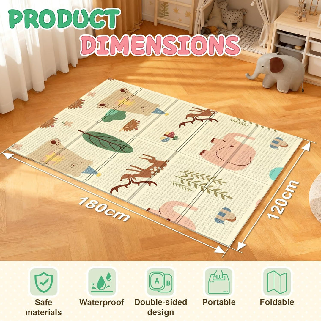 Soontrans Krabbelmatte Baby, Spielmatte Baby Faltbar, 180x120x1cm, Play Mat for Babies Doppelseitige