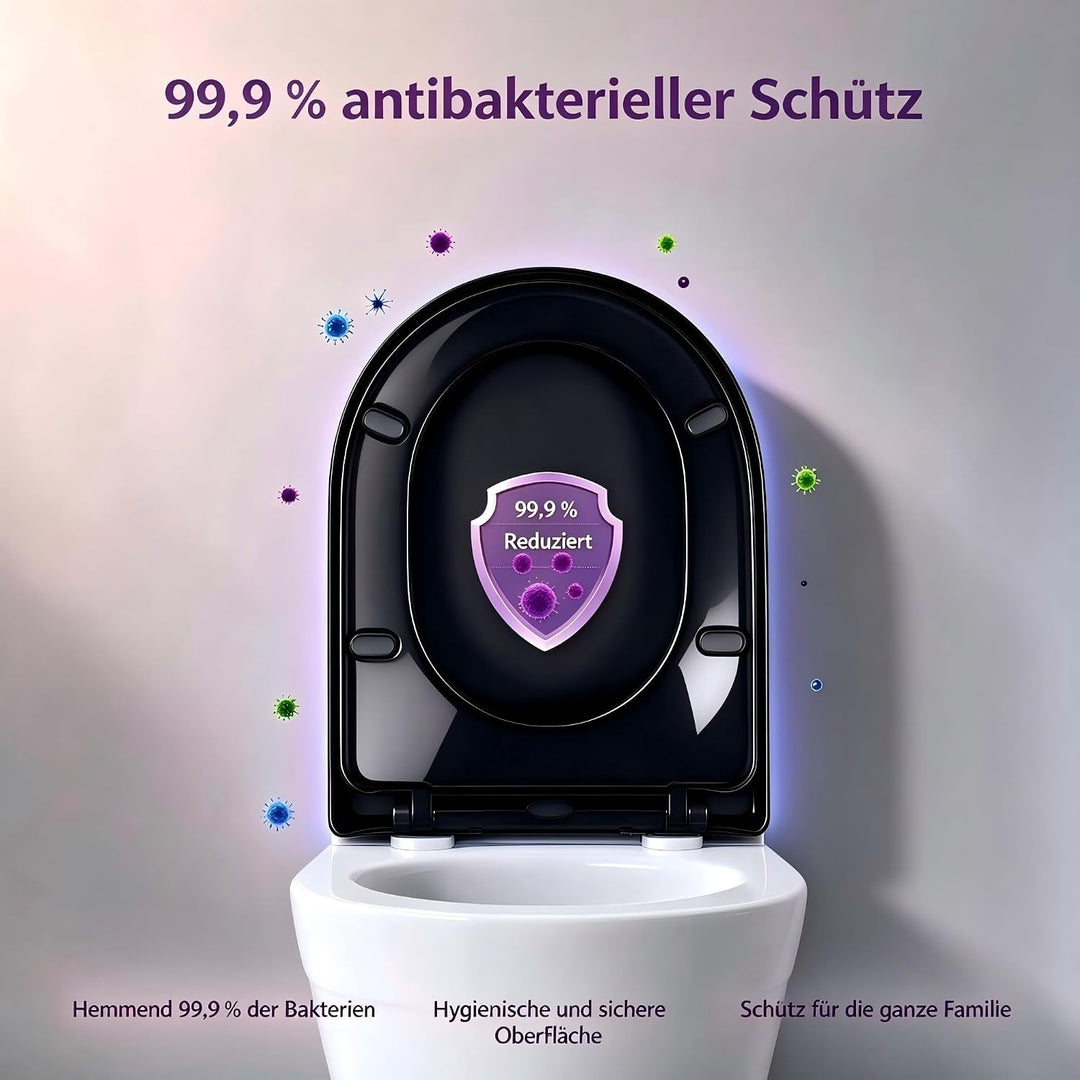 WC Sitz D Form,Toilettendeckel mit Absenkautomatik, Klodeckel, Klobrille