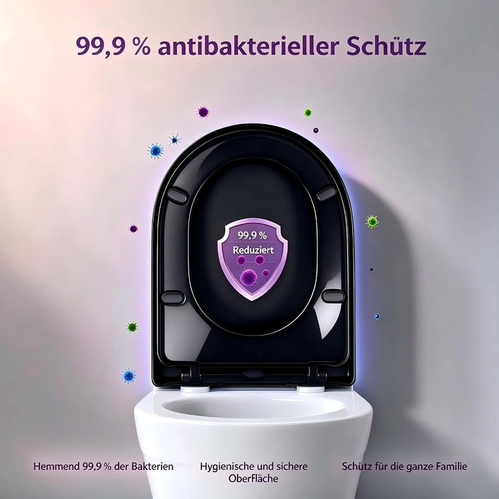 WC Sitz D Form,Toilettendeckel mit Absenkautomatik, Klodeckel, Klobrille