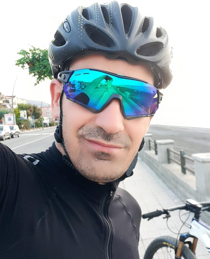 X-TIGER Fahrradbrille, UV400 mit 5 Wechselgläser,Herren Damen Sportbrille, Starker TR90 Frame,Outdoo