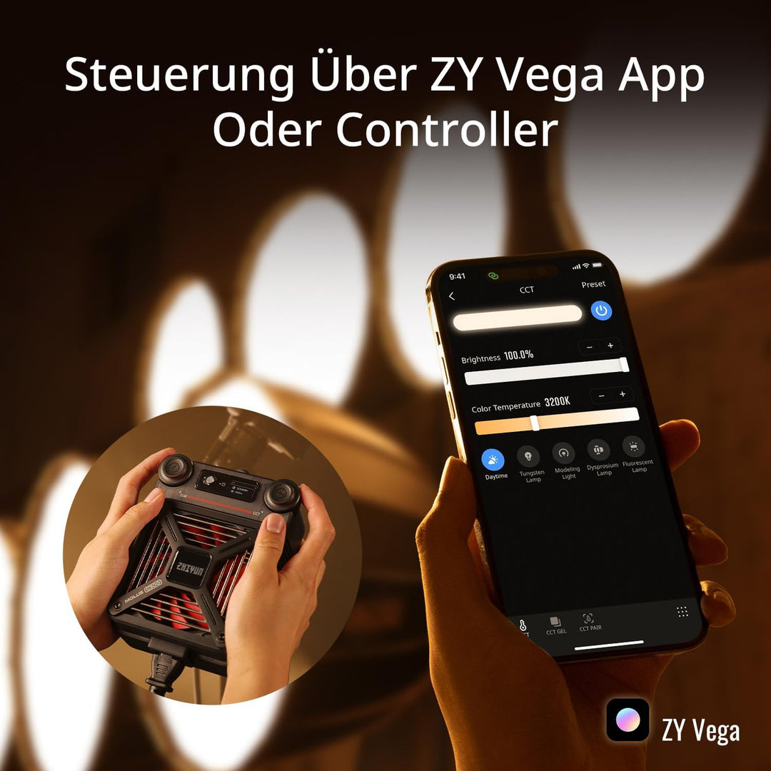 ZHIYUN Molus G300 [Official] Videolicht 300W, COB LED Videoleuchte mit Bowens Mount, Bi-Color Stream