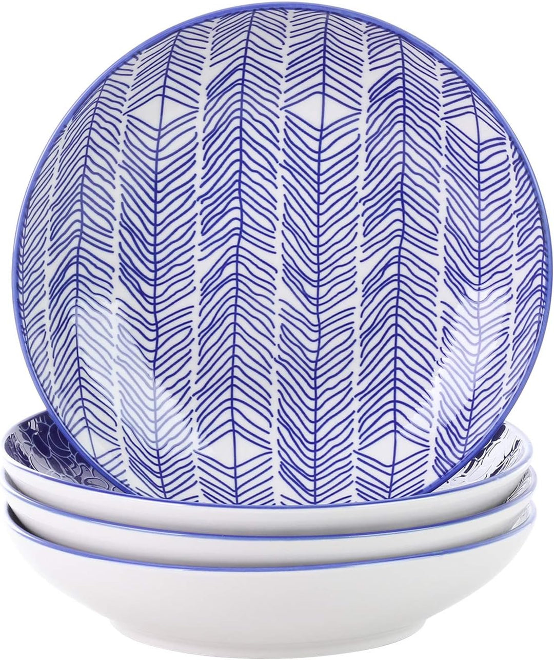 vancasso Takaki Suppenteller aus Porzellan, 4-teilig Set Tiefteller, Ø 21,5 cm Teller Set,700ML 4-te