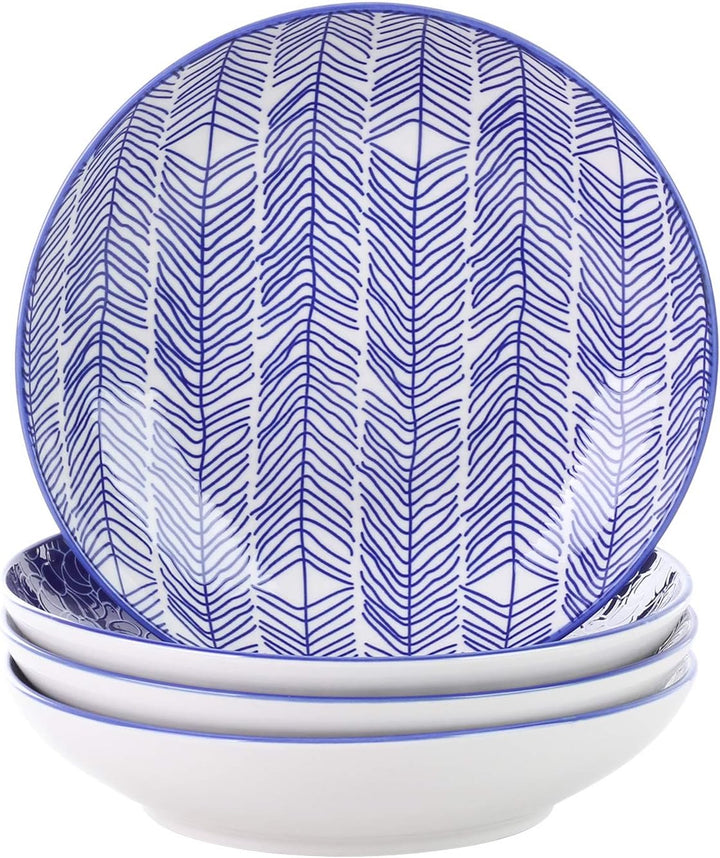 vancasso Takaki Suppenteller aus Porzellan, 4-teilig Set Tiefteller, Ø 21,5 cm Teller Set,700ML 4-te