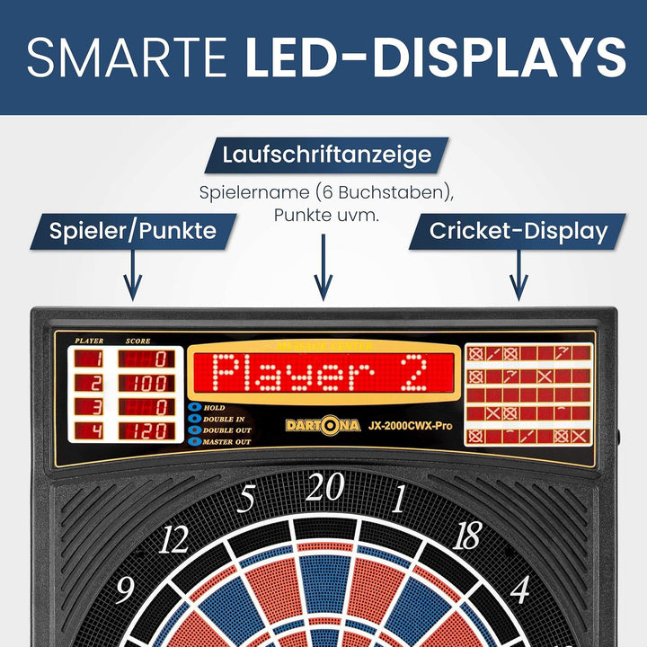 Dartona Elektronische Dartscheibe JX2000 Turnier Pro - | Dartscheibe elektronisch | Turnierscheibe m