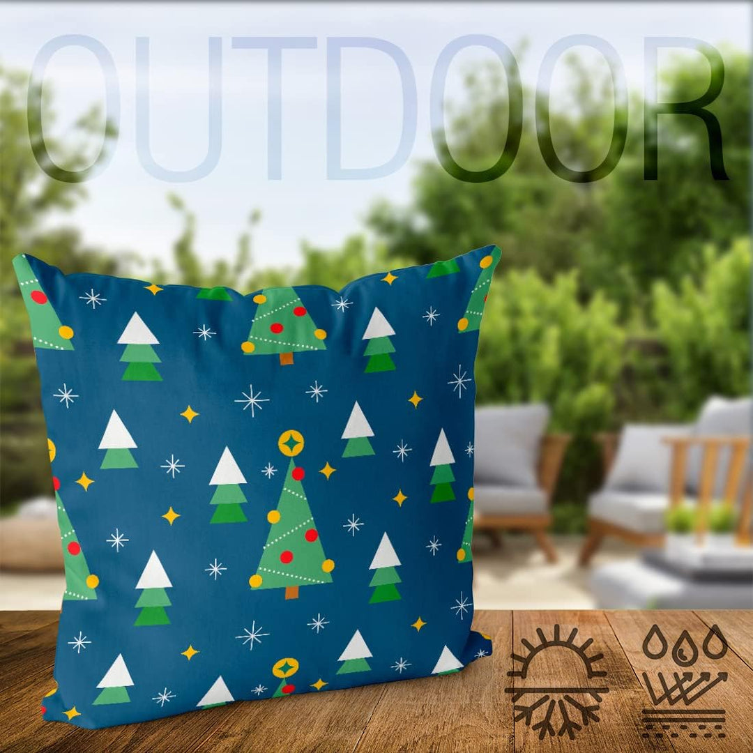 VOID Weihnachtsstern Bäume blau Kissenbezug Kissenhülle Sofakissen Kissen Deko Weihnachten Winter We