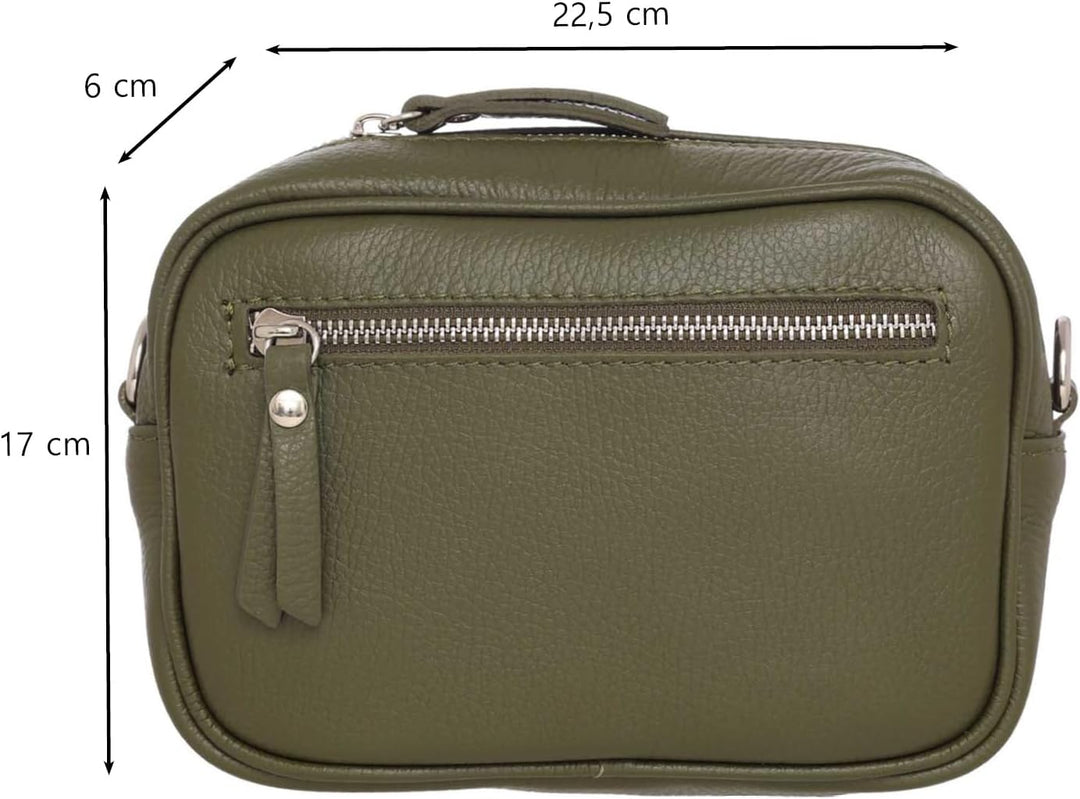 Zwillingsherz Umhängetasche mit Reissverschluss aus 100% Echtleder - Hochwertige Handtasche zum Umhä