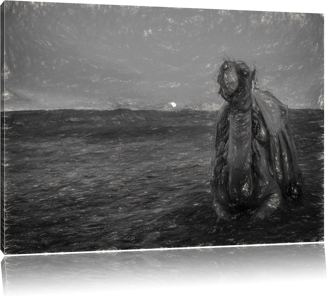 Pixxprint Kamel in ägyptischer Wüste als Leinwandbild/Grösse: 100x70 / Wandbild/Kunstdruck/fertig be