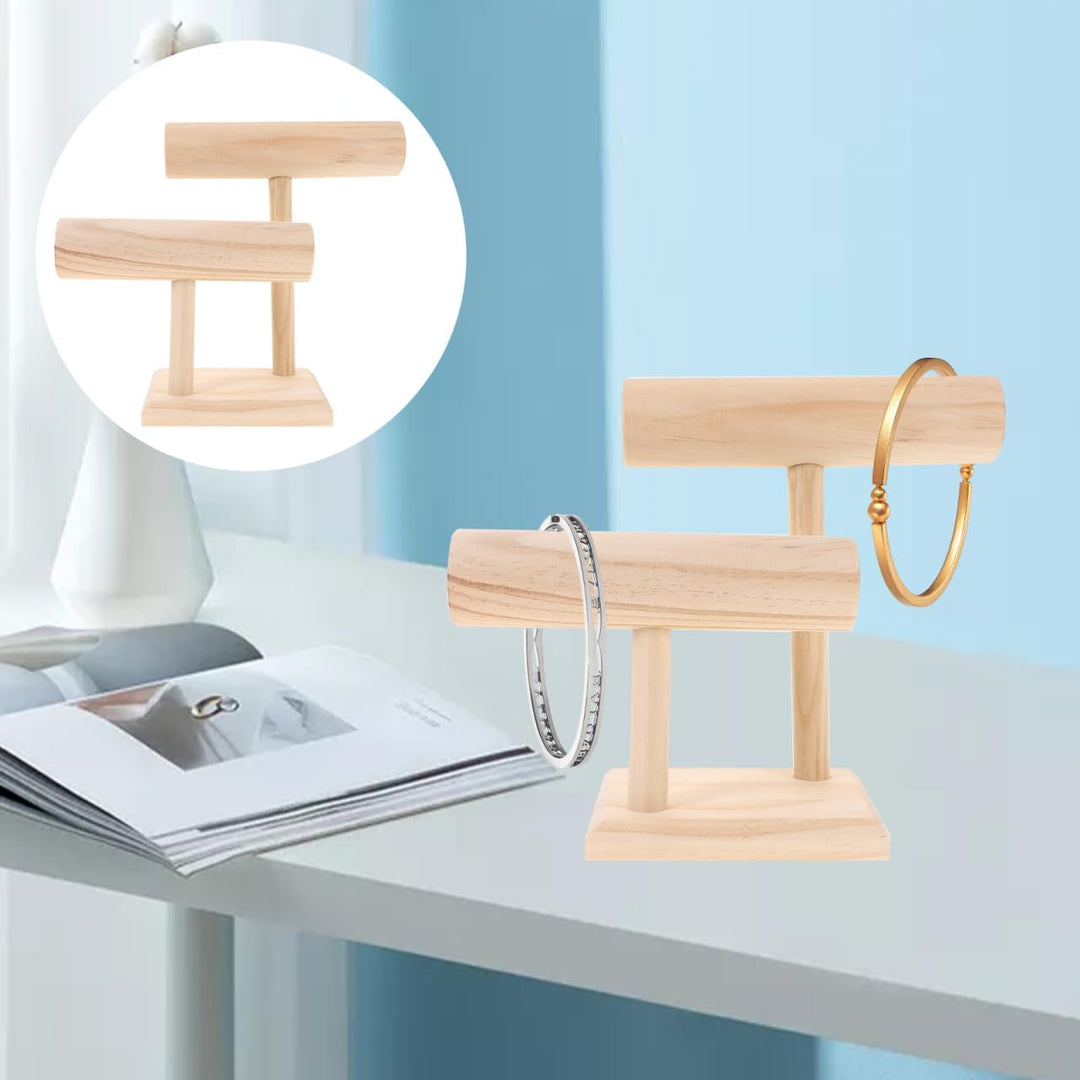 IMIKEYA Schmuckständer für Armbänder, 2 Rollen Holz Schmuckständer Armbandständer Beige Schmuckhalte