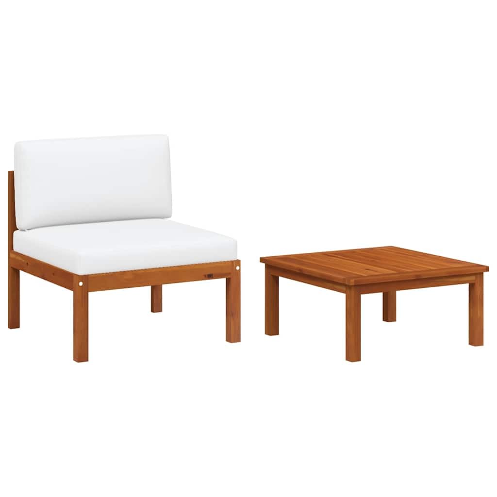 vidaXL Akazienholz Massiv Gartenmöbel 2-TLG. mit Auflagen Sofa Lounge Sitzgruppe Tisch Gartensofa Mi