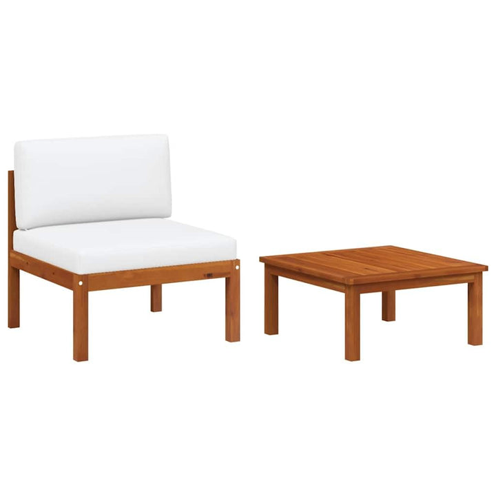 vidaXL Akazienholz Massiv Gartenmöbel 2-TLG. mit Auflagen Sofa Lounge Sitzgruppe Tisch Gartensofa Mi