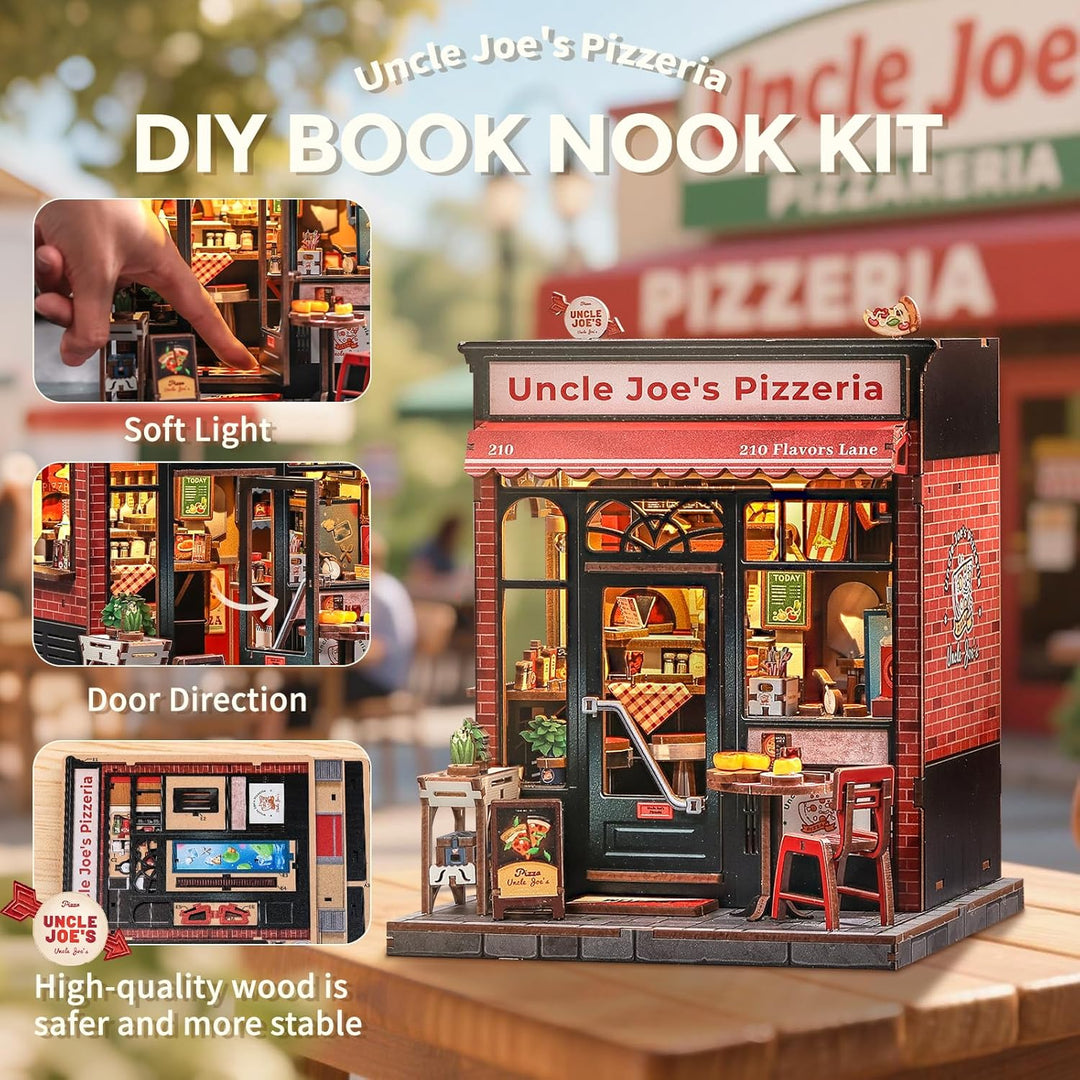 CUTEBEE Book Nook Kit - Holz DIY Miniature House Pizza Fast Food Thema - Miniatur Haus Selber Bauen