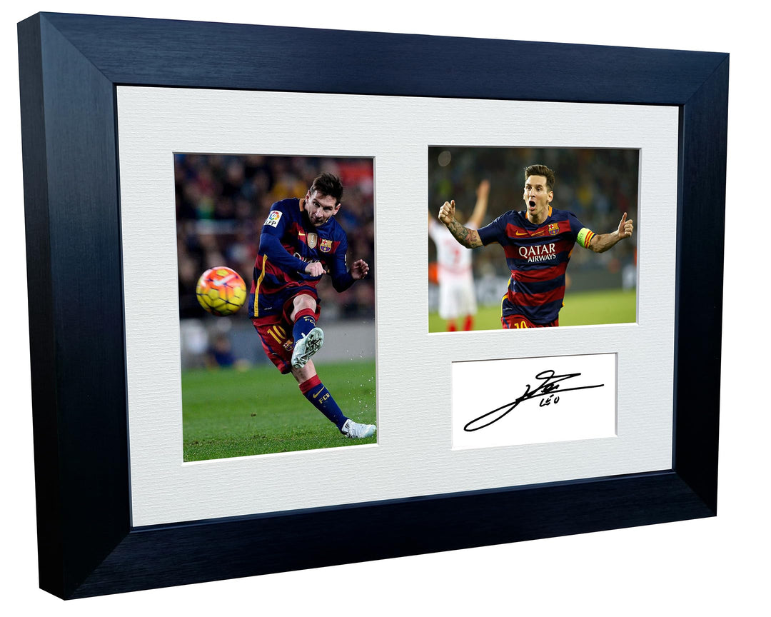 Foto mit Autogramm von Lionel Messi im Bilderrahmen, A4