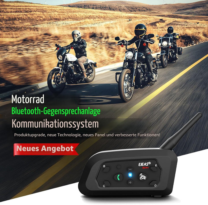 EJEAS V6 Pro+ Bluetooth-Gegensprechanlage für Motorradhelme, Verbessertes Bluetooth 5.1-Kommunikatio
