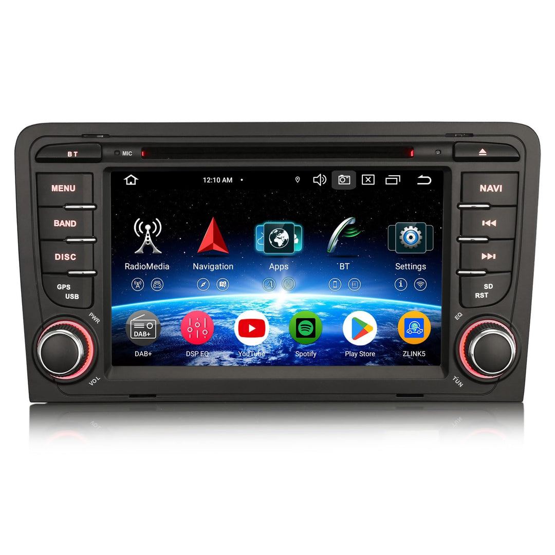 Erisin 7 Zoll Android 14 Autoradio mit CD Player Für Audi A3 S3 RS3 RNSE-PU Unterstützt Bluetooth 5.