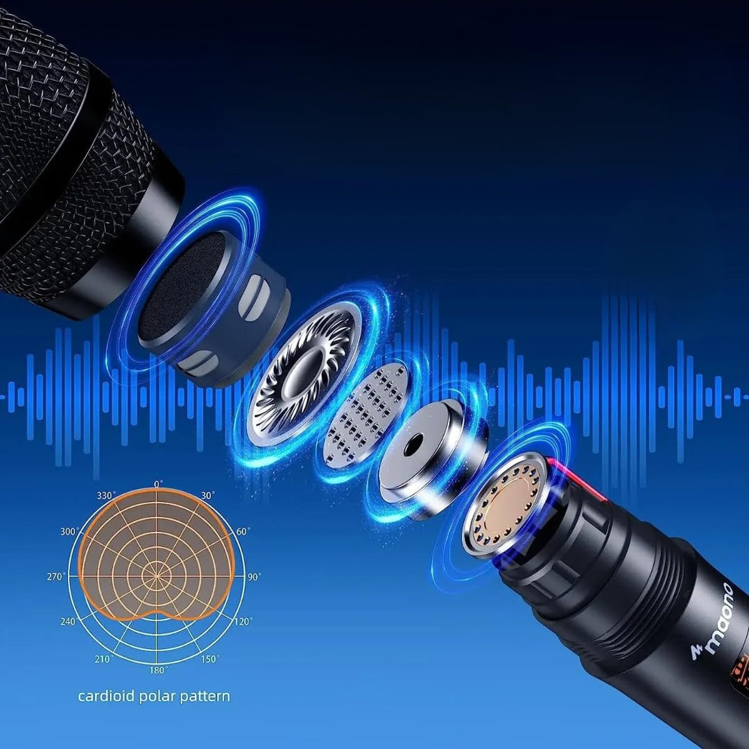 Maono WM760 A2 - Drahtloses Mikrofonsystem mit 2 Mikrofonen und Empfänger, schwarz