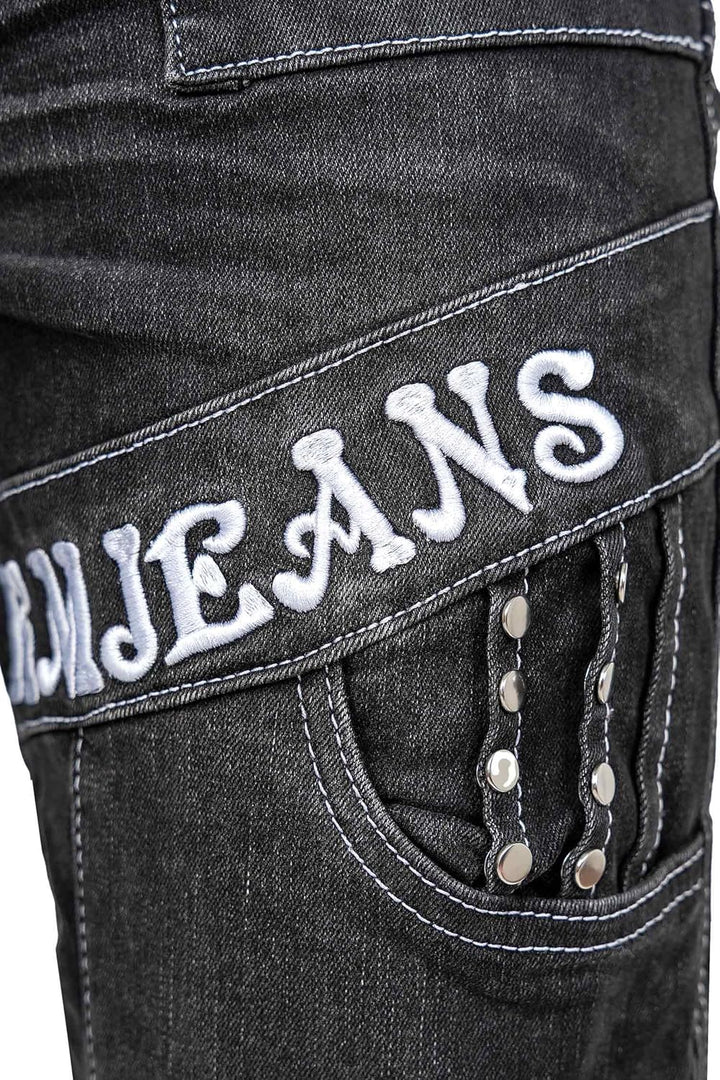 Kosmo Lupo Herren Jeans Extravagant Besondere Designs 29W / 32L Grau - 03, 29W / 32L Grau - 03