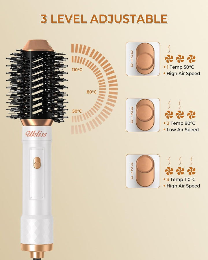 UKLISS 6 in 1 Hairstyler, Hair Styler Set mit 6 Aufsätzen: Lockenföhn Automatisch, Rundbürstenföhn,