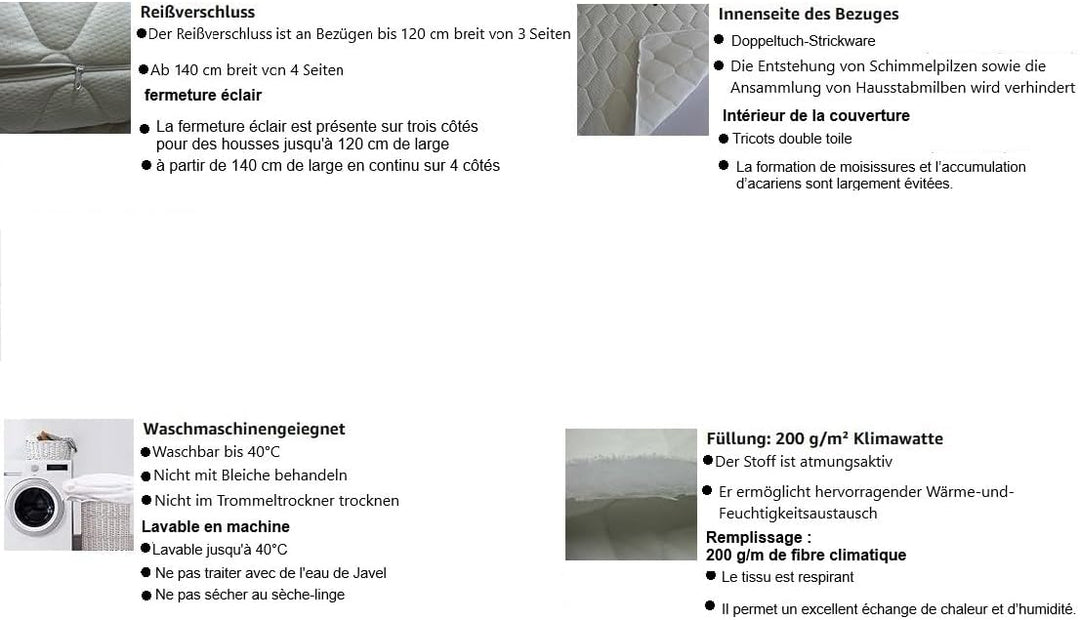Matratzenbezug 80 x 200 cm. Matratzenschoner versteppt (weiss, 80 x 200 x 4 cm) Weiss 80 x 200 x 4 c