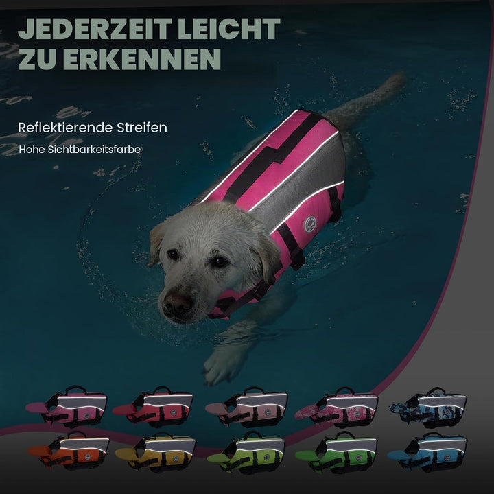 VIVAGLORY Front Float Schwimmweste Hund, Hundeschwimmweste für Bootfahren, Schwimmweste with Kopfstü
