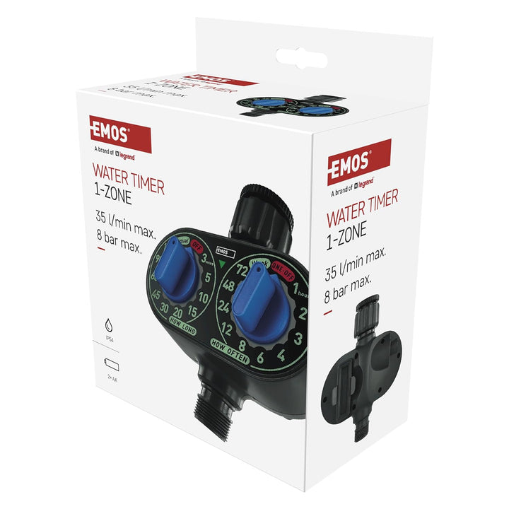 EMOS - mechanische Bewässerungsuhr mit 1 Ausgang - batteriebetriebene Bewässerungssteuerung bis 8bar