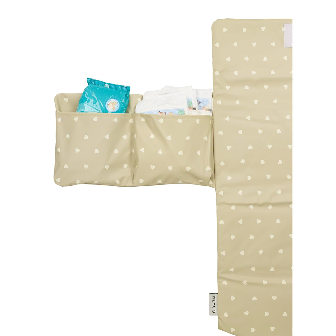 Meyco Reisewickelunterlage Wickelauflage Sweet Heart Sand/Soft Sand | für unterwegs - praktische Tas