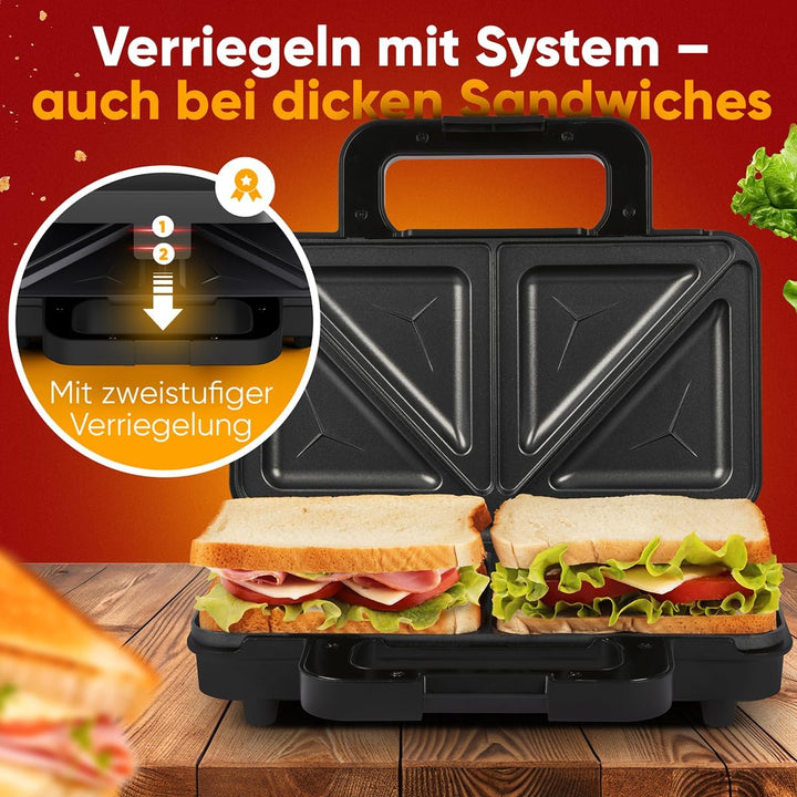 ProfiCook® Sandwichmaker | extra grosse Sandwichplatten für XXL-Toastscheiben | Antihaftbeschichtung