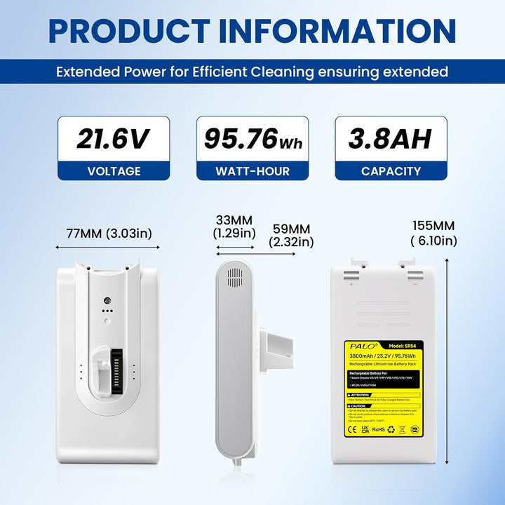 3800mAh Akku für Xiaomi Dreame V8 V9 V9P V9B V9D V10 V10V V10 Pro V11 V11SE V12 V12 Pro, XR / Q9 / V