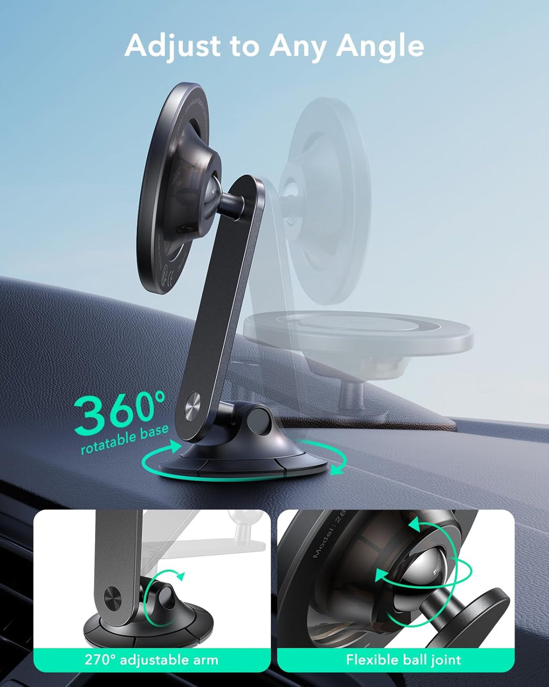 ESR Handyhalterung Auto für MagSafe Autohalterung, 360° Rotation, verbesserte Armaturenbrett Magnet